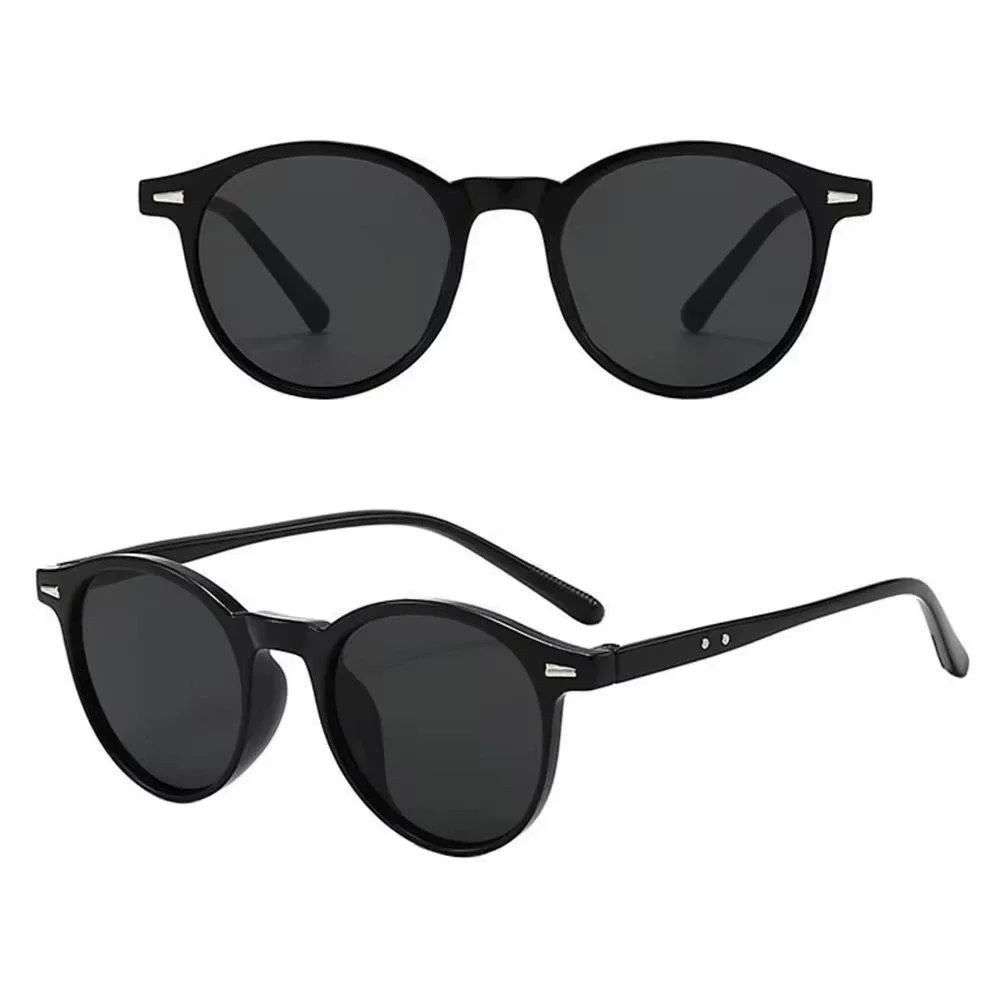 Mens Black Round Sunglasses Retro Classic Vintage Style Shades Sophisticated New